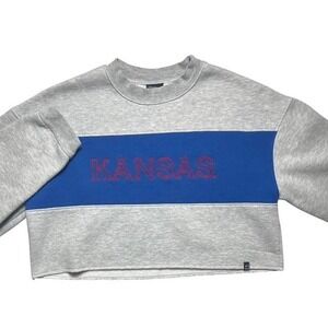 Hype And Vice Womens Sz S Cropped Sweatshirt KANSAS Embroidered College KU-1645